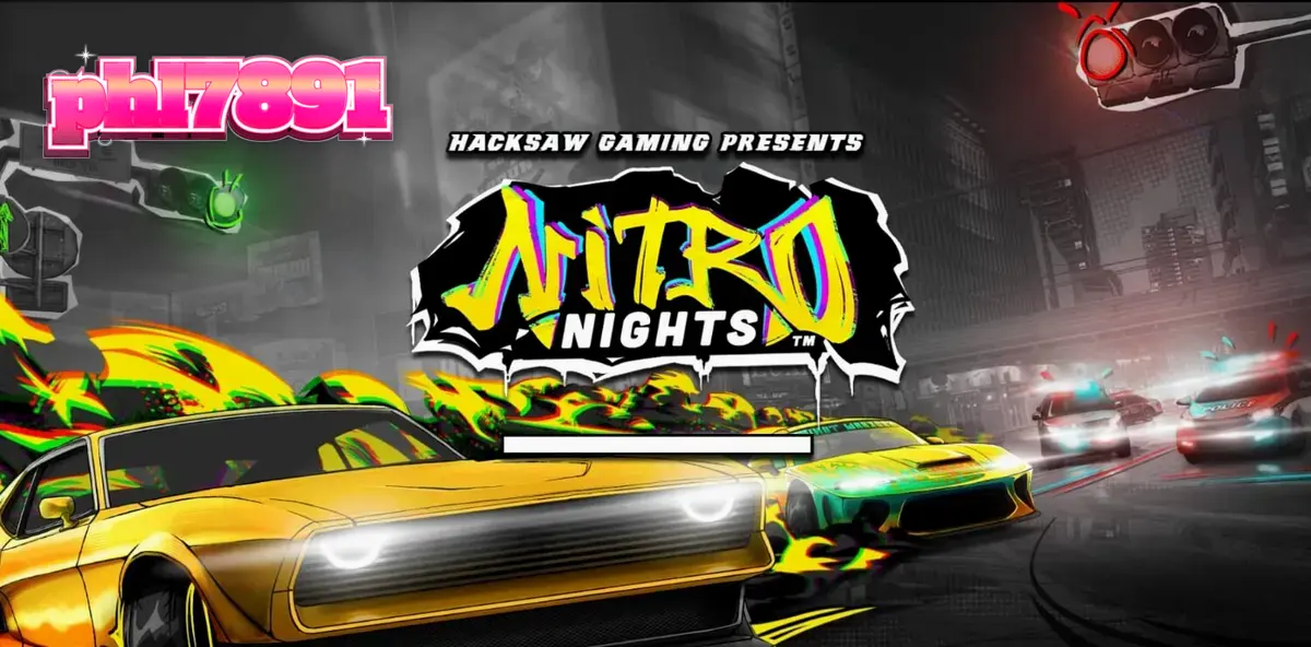 Tampilan visual neon dan mobil balap dalam slot Nitro Nights